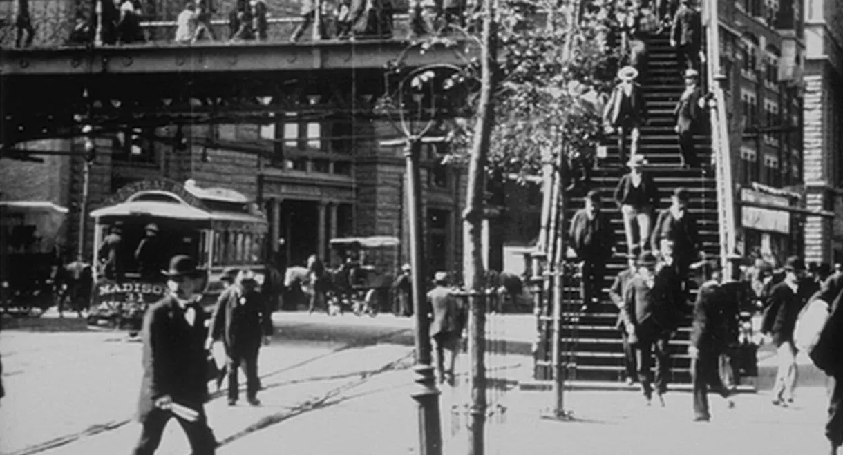 New York, descente des voyageurs du pont de Brooklyn